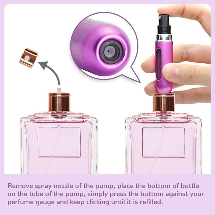 Frasco de spray de perfume 5/8 ml, portátil, recarregável, de alumínio, frasco atomizador, recipiente de recarga de perfume, cosmética de viagem.